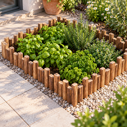 🌳 Wooden Garden Border Fence | Natural Wood Design | Decorative Lawn & Flower Bed Divider