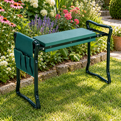 🌿 Garden Essential | Heavy-Duty Metal Folding Kneeler | Outdoor Gardening Comfort Gift | Ergonomic Dual-Use Design