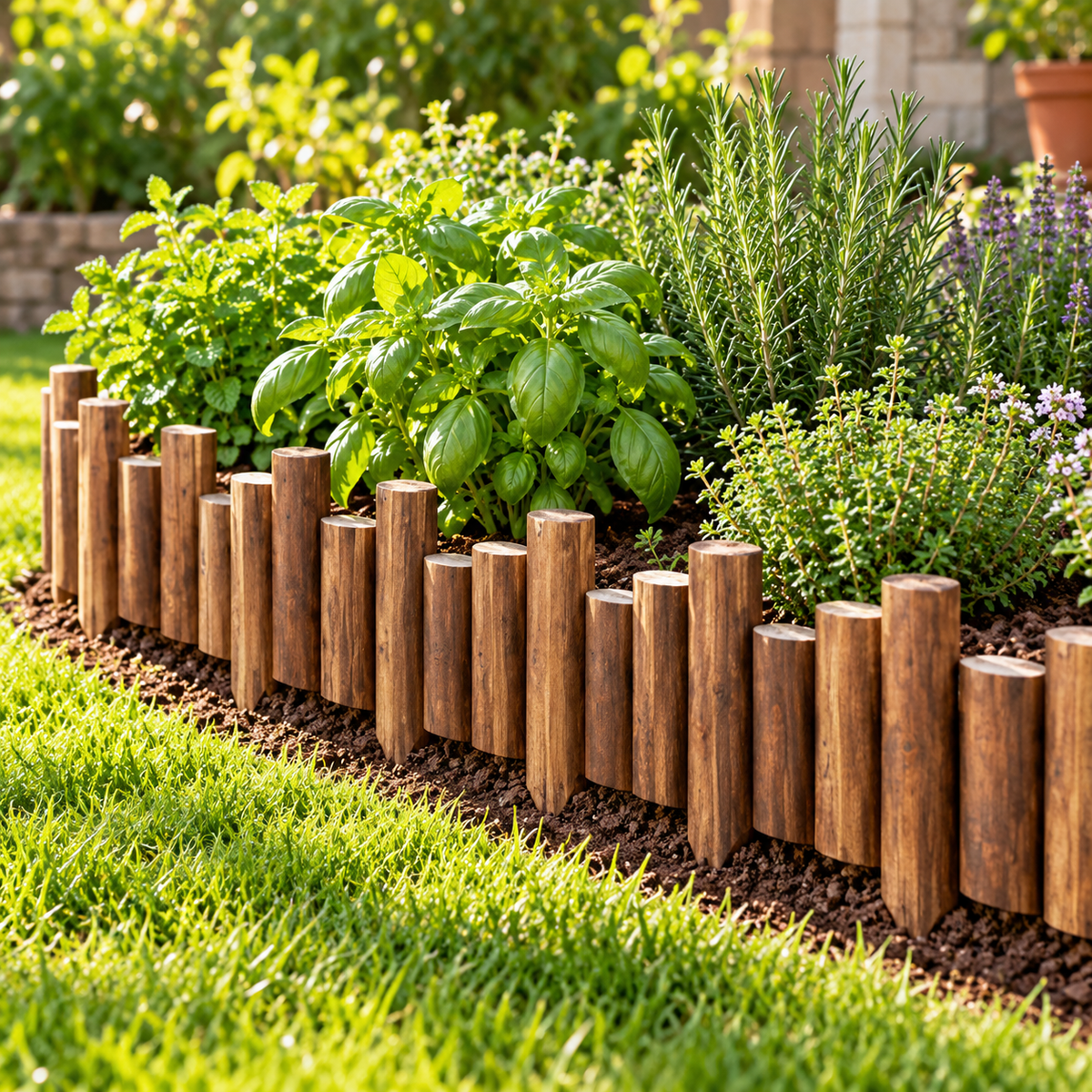 🌳 Wooden Garden Border Fence | Natural Wood Design | Decorative Lawn & Flower Bed Divider