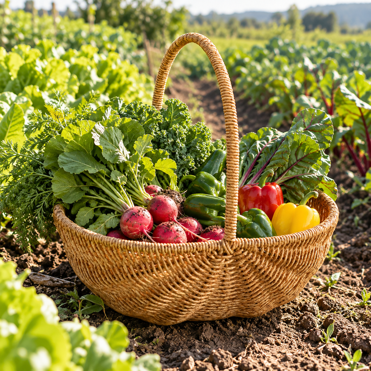 🧺 Woven Market Basket | Rustic Storage & Shopping Essential