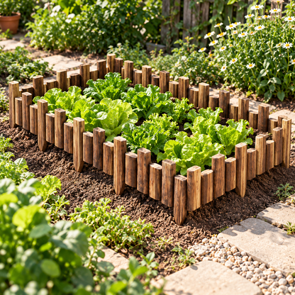 🌳 Wooden Garden Border Fence | Natural Wood Design | Decorative Lawn & Flower Bed Divider