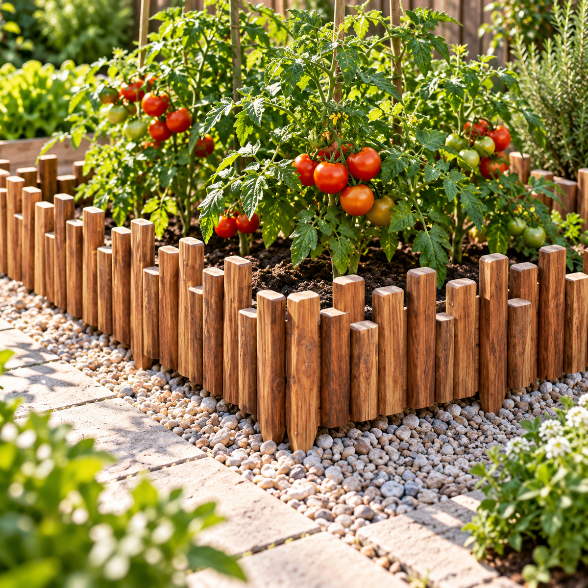 🌳 Wooden Garden Border Fence | Natural Wood Design | Decorative Lawn & Flower Bed Divider