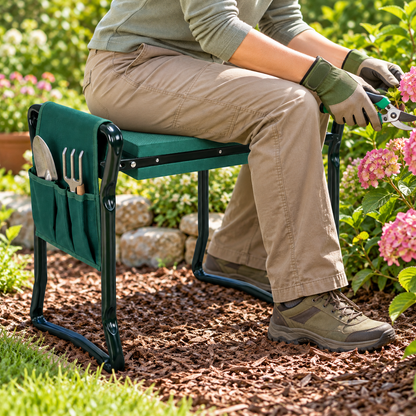 🌿 Garden Essential | Heavy-Duty Metal Folding Kneeler | Outdoor Gardening Comfort Gift | Ergonomic Dual-Use Design