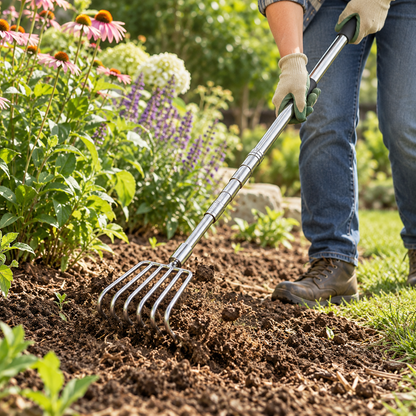 🍂 Yard Cleanup Rake | Stainless Steel Telescopic Gardening Helper