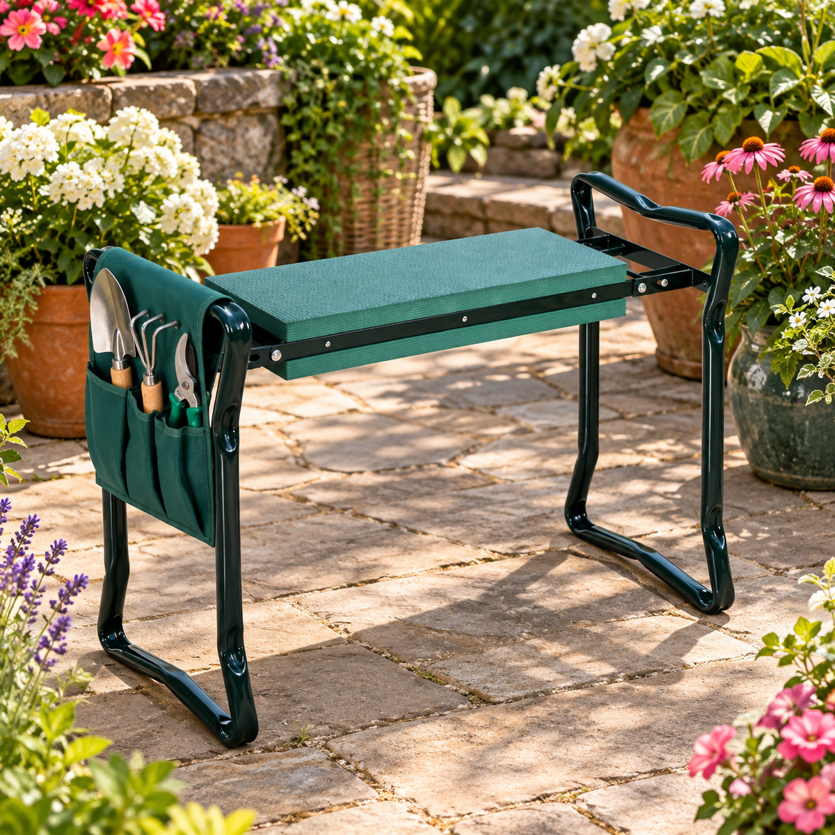 🌿 Garden Essential | Heavy-Duty Metal Folding Kneeler | Outdoor Gardening Comfort Gift | Ergonomic Dual-Use Design